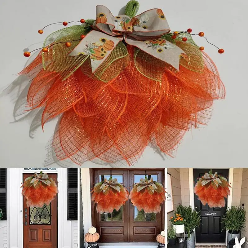 Colgador de puerta de calabaza de Halloween, decoración de puerta de agradecimiento y bendición, Otoño, Acción de Gracias - imagen 4