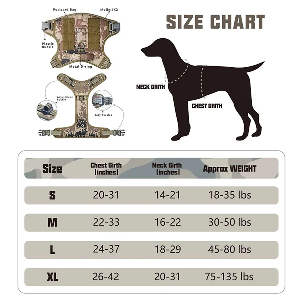 Arnés táctico reflectante para perros grandes y pequeños, chaleco de entrenamiento, correa, arnés y correa para mascotas, conjunto para perros, acolchado ajustable para exteriores