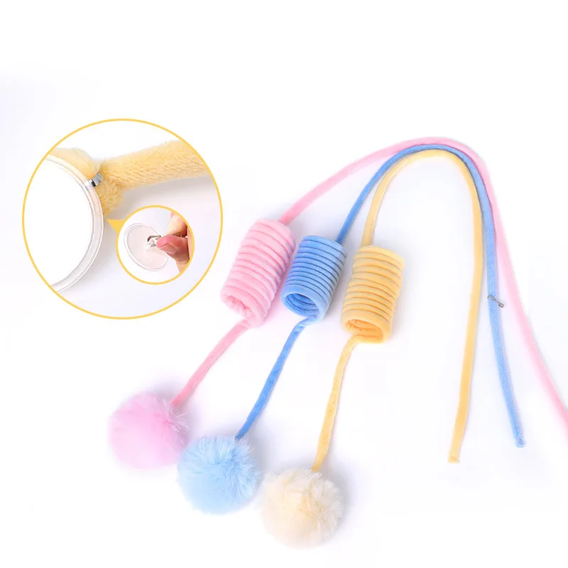 Juguete interactivo para gatos, divertido palo para gatos, bola de resorte de felpa, puerta colgante de llave automática, juguete para gatitos, varita para gatos con campana, accesorios para mascotas - imagen 5
