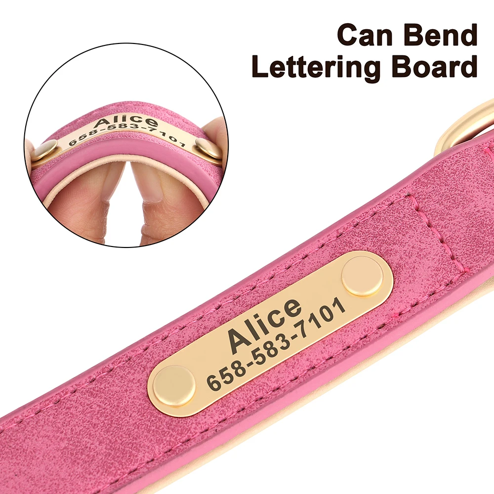 Collar de cuero con placa grabada para perro – Nombre personalizado - imagen 3