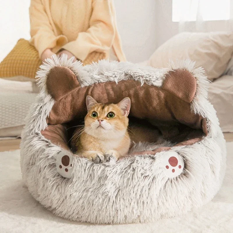 Cama de invierno para gatos, cama cálida para gatos, arena para perros completamente cerrada, Universal en todas las estaciones, perro pequeño para dormir en invierno, suministros para mascotas - imagen 4