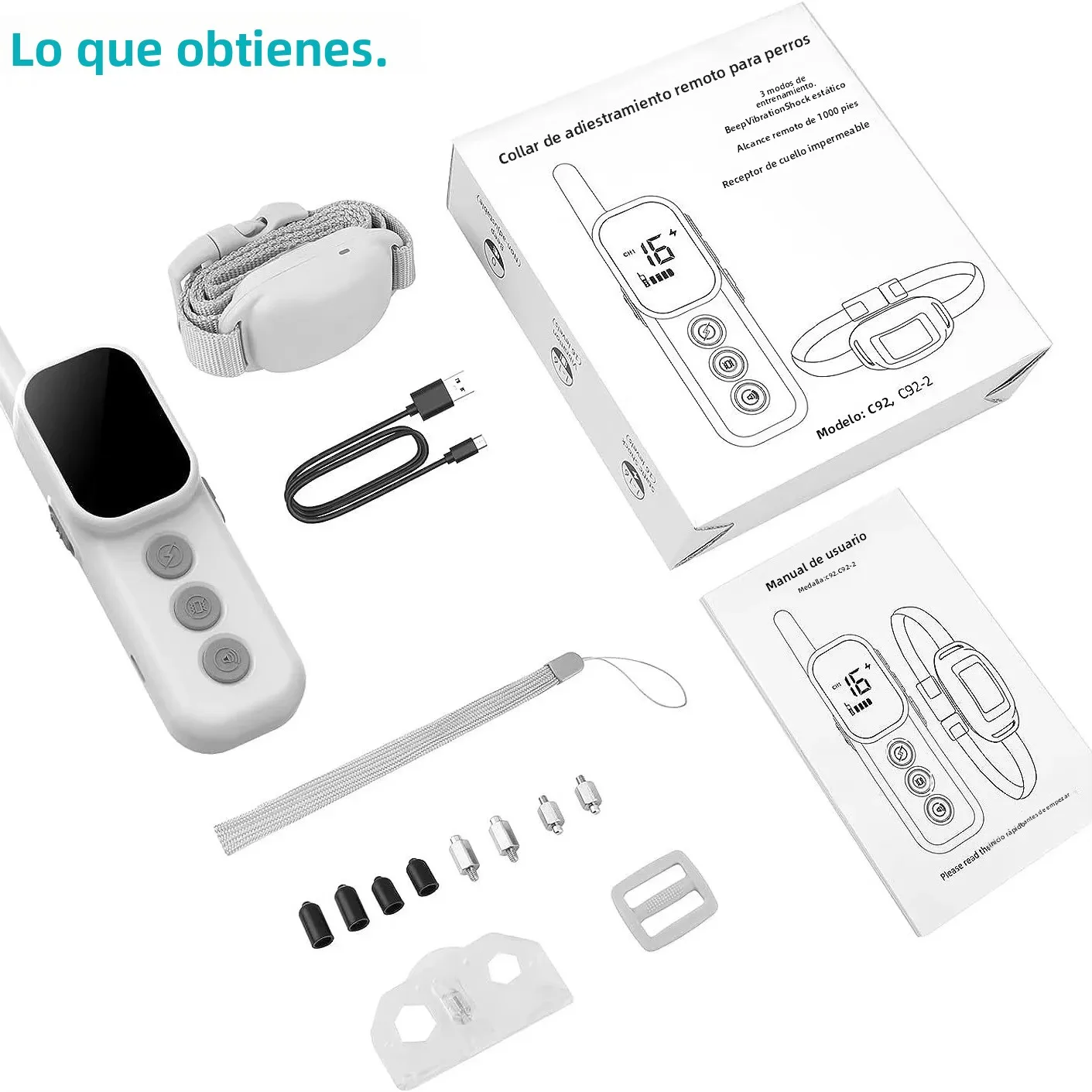 Collar de entrenamiento para perros con control remoto, dispositivo de tapón de corteza de descarga eléctrica de 1000 pies para perros pequeños de 5-110 libras y perros medianos, resistente al agua - imagen 2