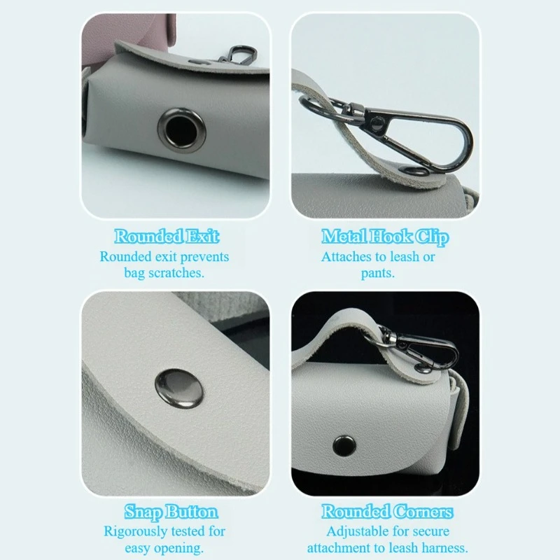 Elegante dispensador de bolsas de caca para perros, soporte portátil para bolsas de basura de viaje al aire libre con clip, organizador de poliéster duradero - imagen 4