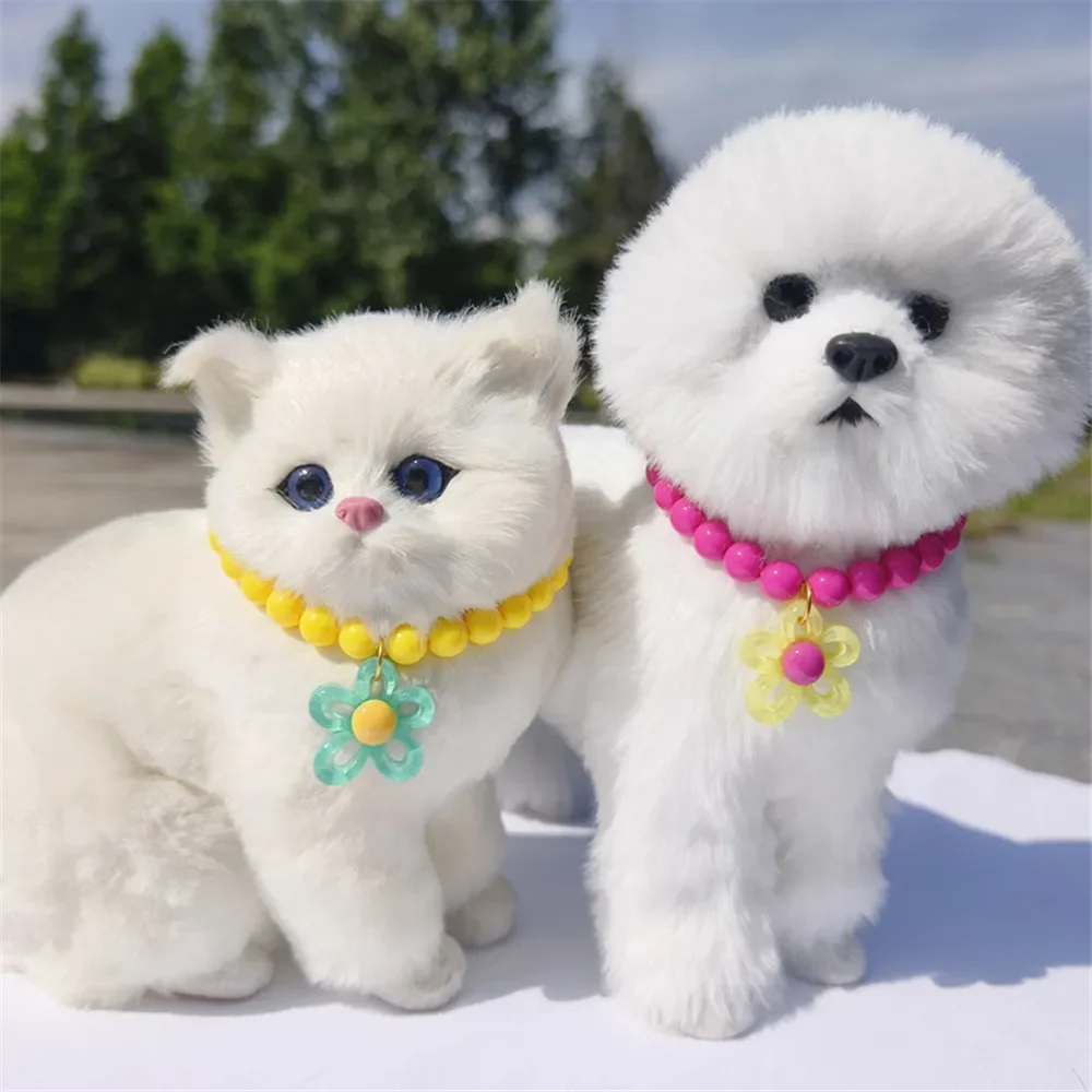 Collar de perlas de colores para mascotas, colgante de flor hueca, hebilla de conexión de cobre de aleación, Collar ajustable para perros pequeños y gatos - imagen 5