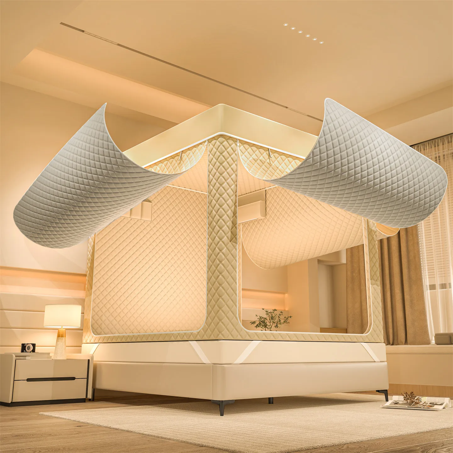 Carpa cama acolchada resistente frío para gatos y perros – Mosquitera - imagen 2