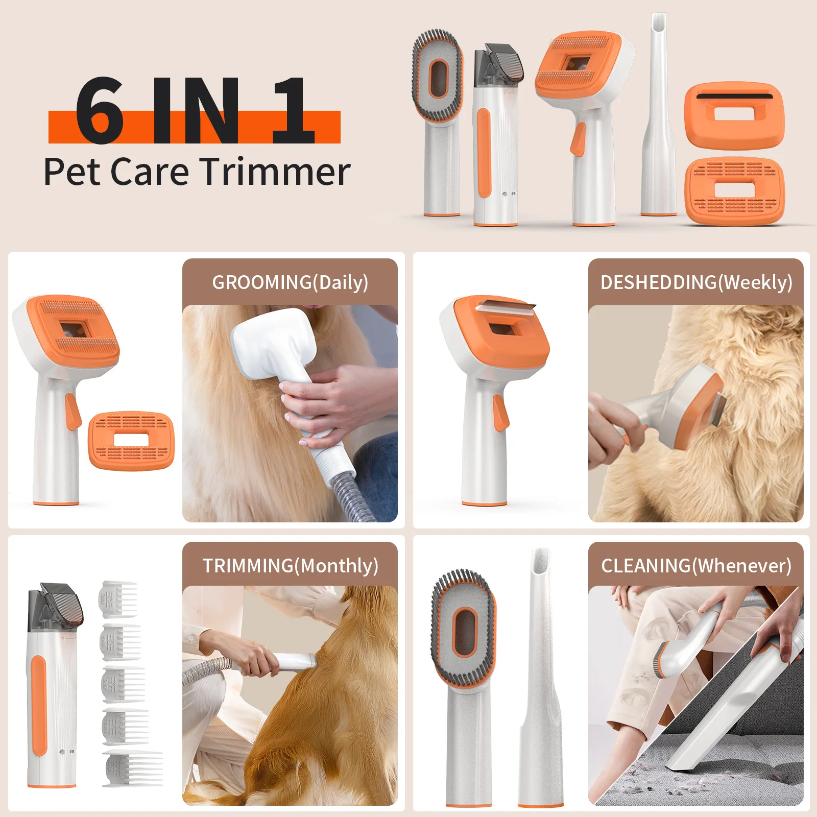 Kit de aspiración para perros y gatos, succión multifuncional para el cuidado, suministros de productos para mascotas, juego de máquina de corte por succión, accesorios de limpieza - imagen 2