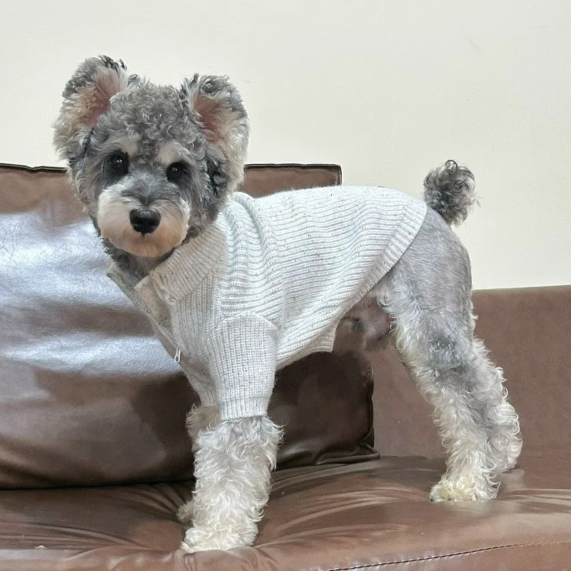 Suéter de cuello alto para mascotas, suéter con Base para gatos Schnauzer, ropa gruesa y cálida para perros pequeños, ropa para cachorros, otoño e invierno - imagen 4