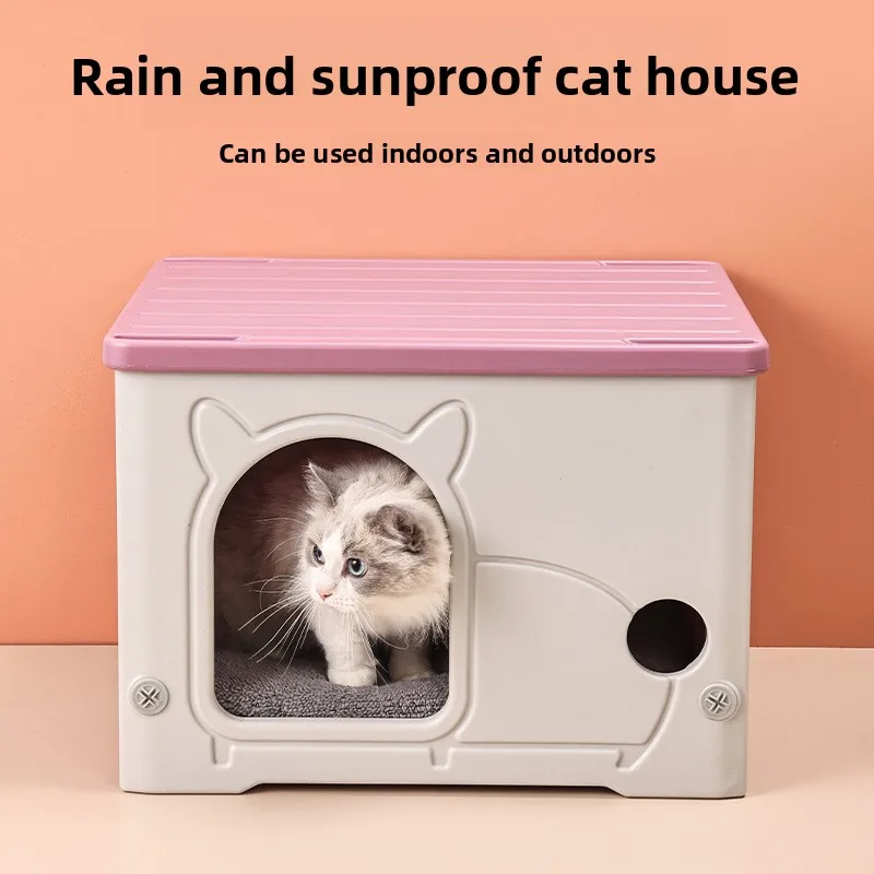 Casa exterior impermeable semi-cerrada para gatos y perros