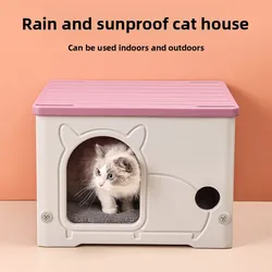 Casa exterior impermeable semi-cerrada para gatos y perros