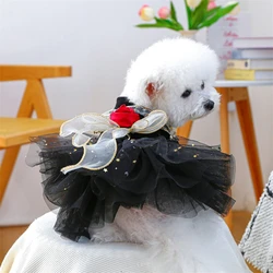 Vestido de terciopelo negro para Chihuahuas – Fiesta con lazo y lentejuelas