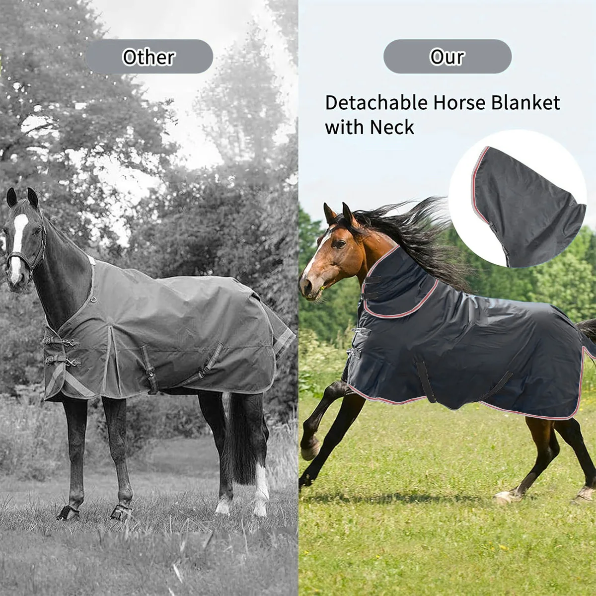 Manta invierno para caballo impermeable resistente viento cubrecuello - imagen 3