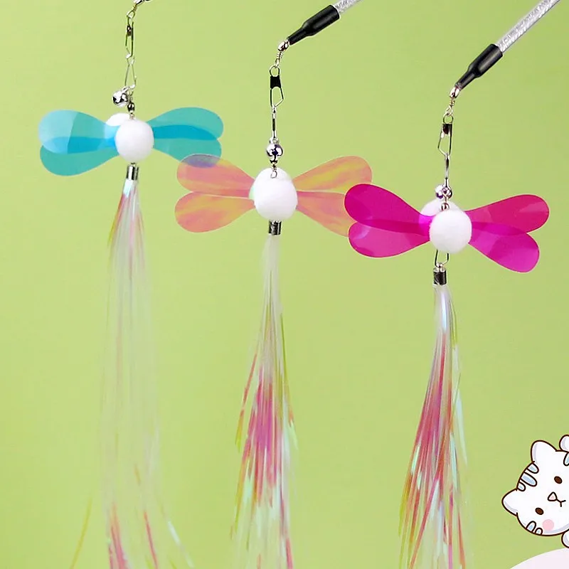 Juguete para gatos, palo de plumas, juguete para gatos con campana, mariposa, Teaser, juguetes para gatos, palos de plumas reemplazables interactivos, juguetes para gatos, productos para mascotas - imagen 3