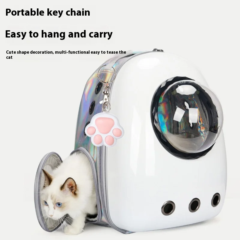 Llavero de juguete para gato con láser de carga, lindo llavero multifuncional para mascotas, iluminación de luz blanca púrpura con múltiples patrones - imagen 4