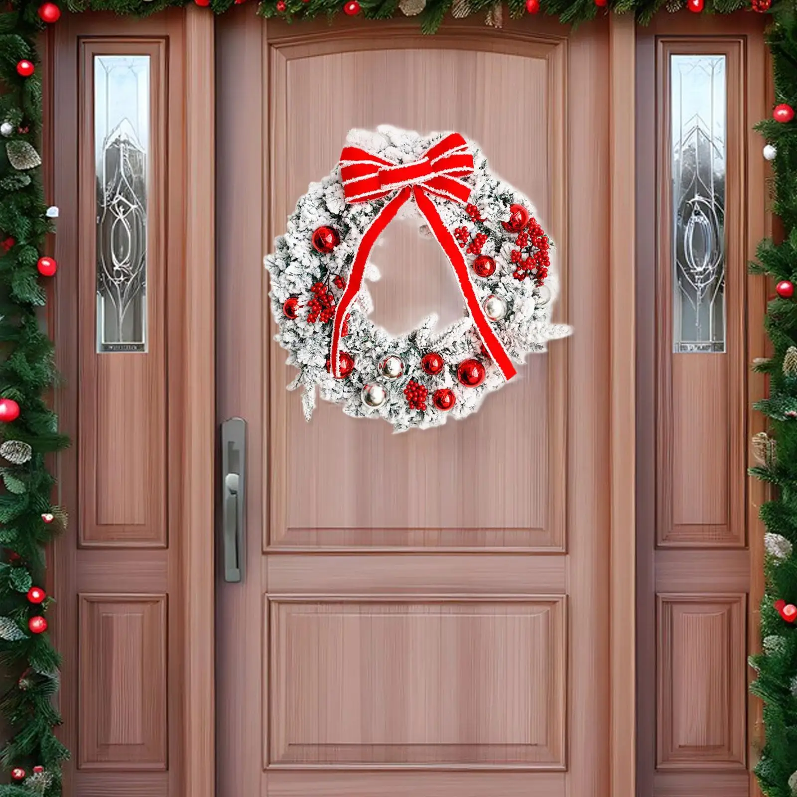 Corona de puerta navideña, decoración colgante, telón de fondo de boda, reutilizable, invierno - imagen 3