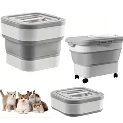 Contenedor plegable hermético para comida seca de perros y gatos