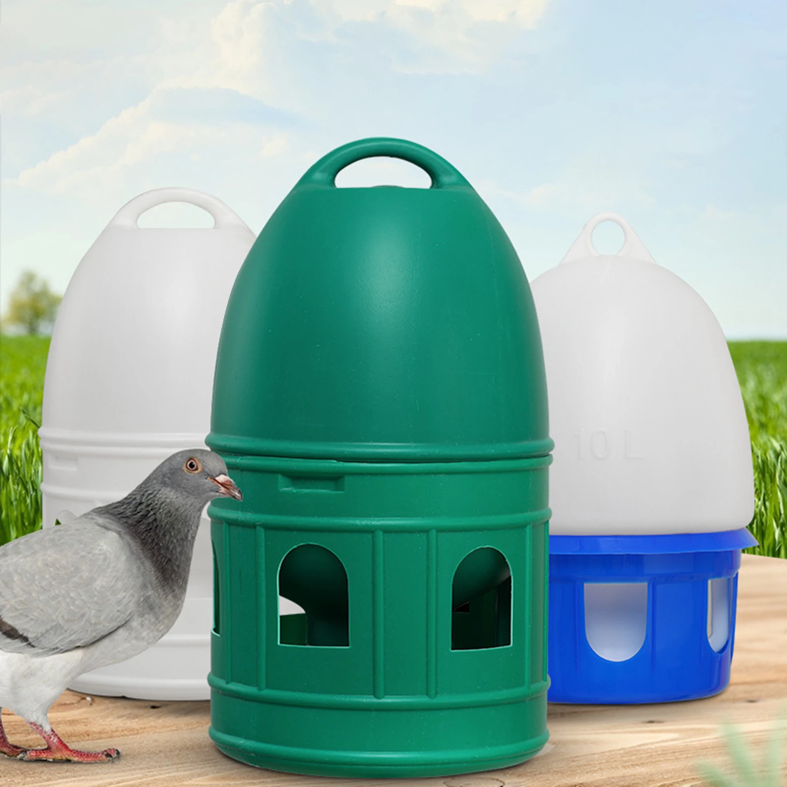 Bebedero de agua para pájaros de 3L/5L, dispensador de agua para loros, periquitos, palomas, patos, patos, comedero automático con mango colgante, olla para pájaros - imagen 2