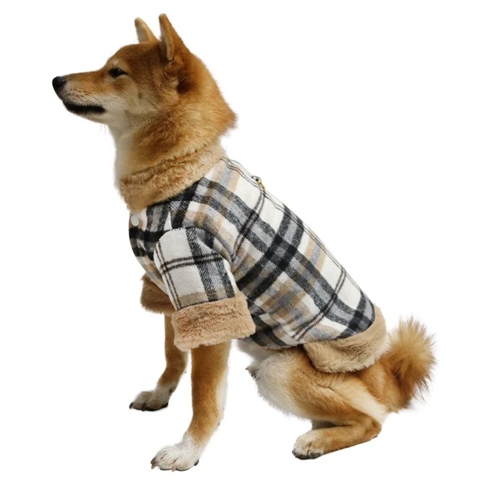 Ropa de invierno para mascotas, abrigo de celosía con anillo en D, traje cálido para perros, chaqueta para perros Chihuahua - imagen 3