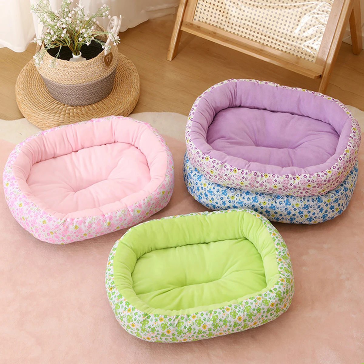 Cama floral para perros y gatos – Uso todo el año - imagen 5