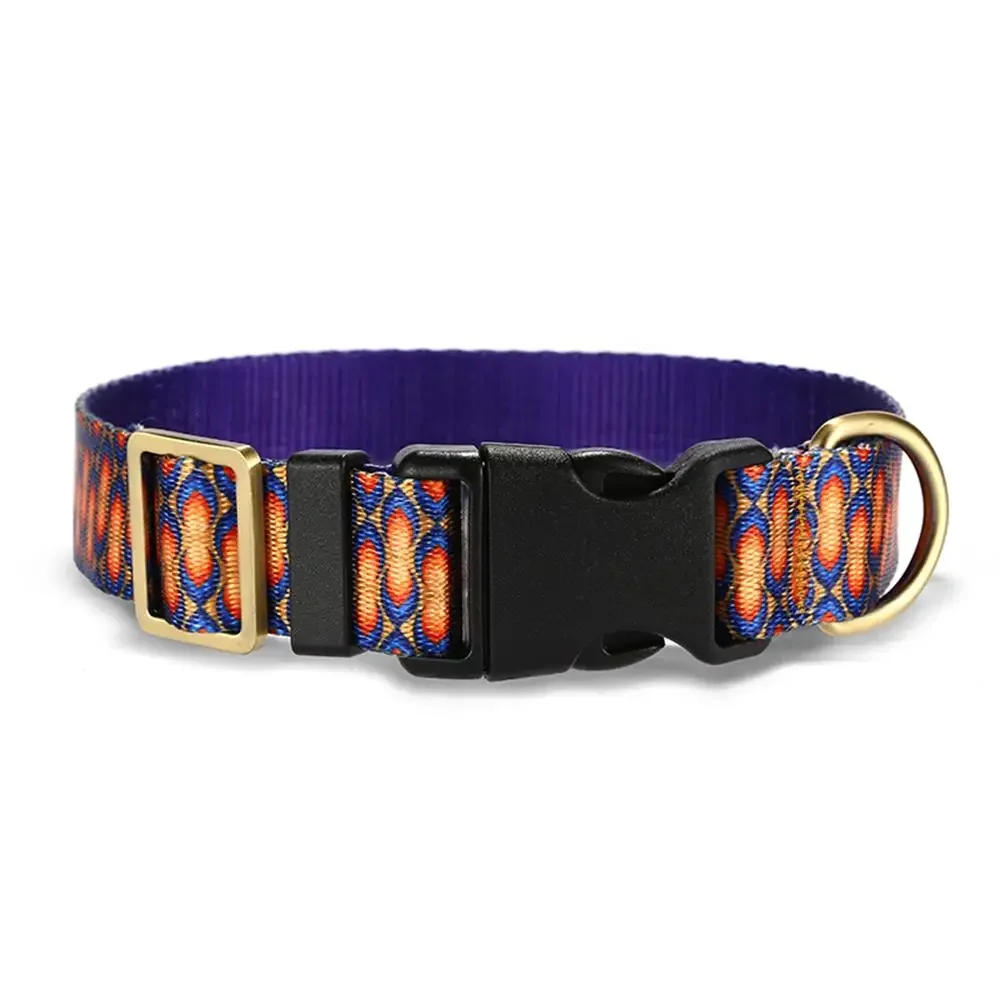 Collar de perro personalizado, correas a juego, hebilla de contactos con nombre de identificación personalizado, collares para mascotas ajustables con fuego azul - imagen 2