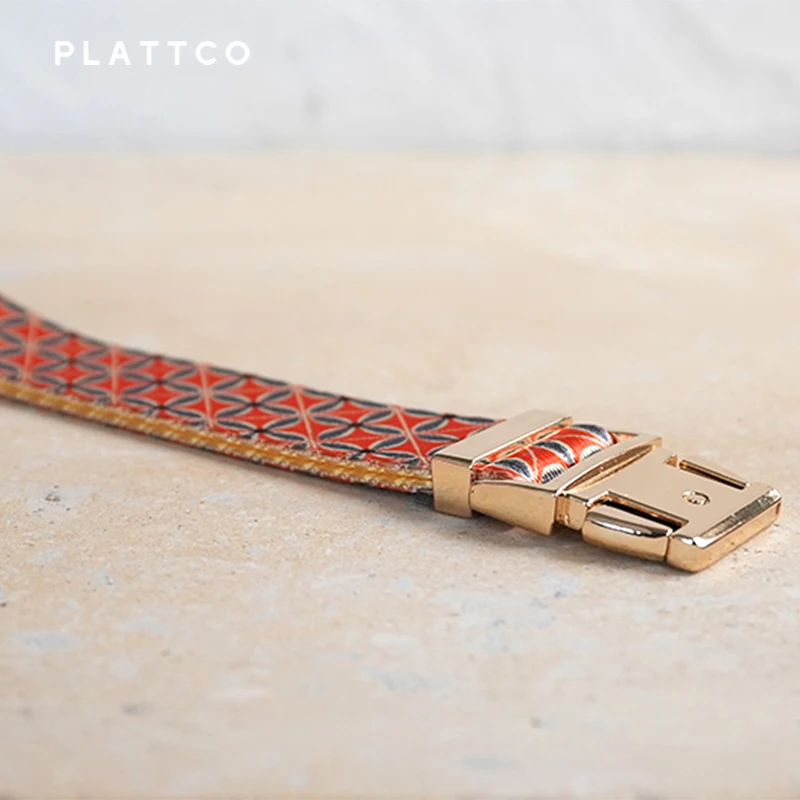 PLATTCO-collar de perro de diseño único, estampado de patrón de otoño dorado con hebilla de aleación de zinc de color claro de alta calidad, 5 tamaños, PDC304G - imagen 4