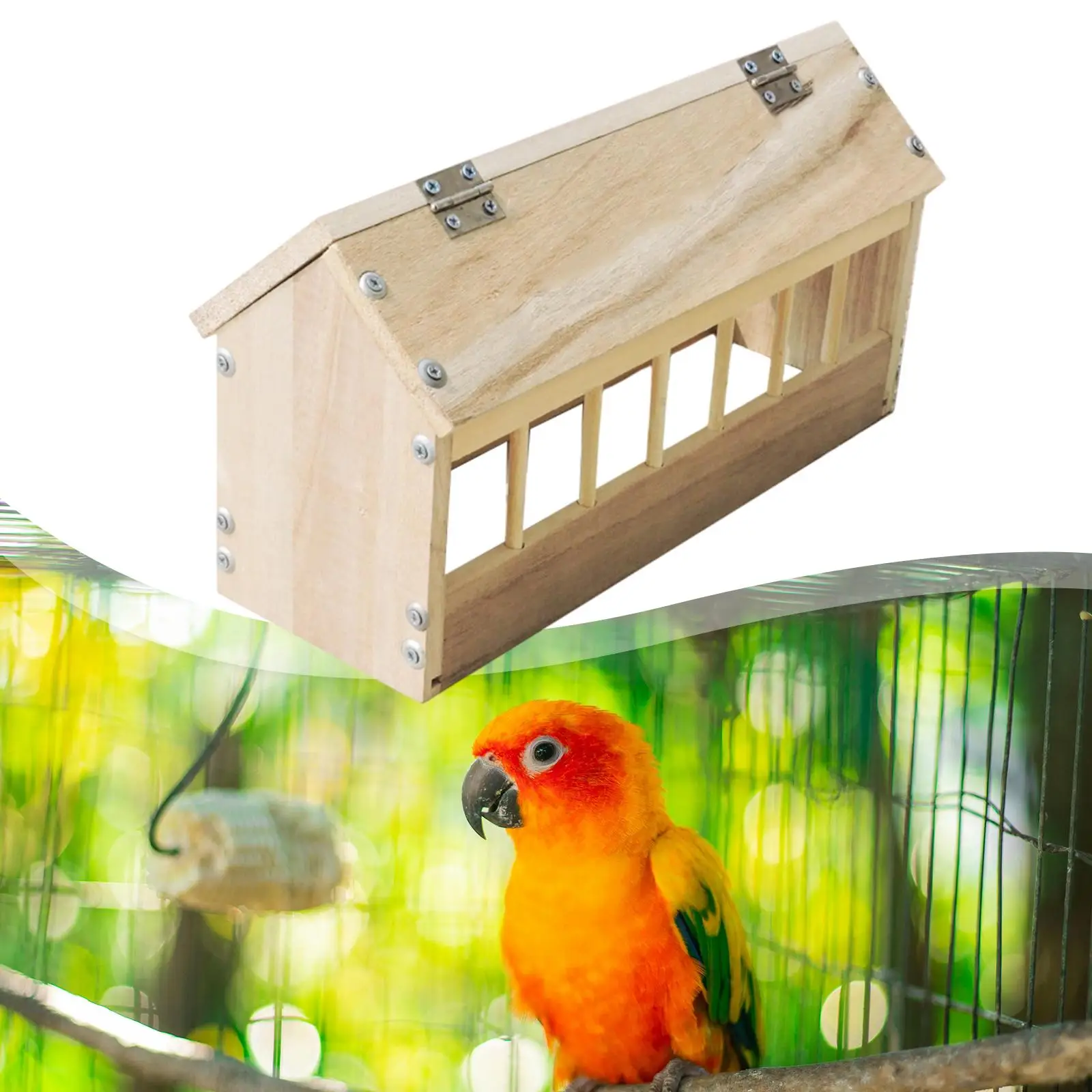 Comedero para palomas, caja alimentadora para pollos, contenedor, equipo de alimentación de madera para palomas, loros, codornices, patitos, aves de corral - imagen 4