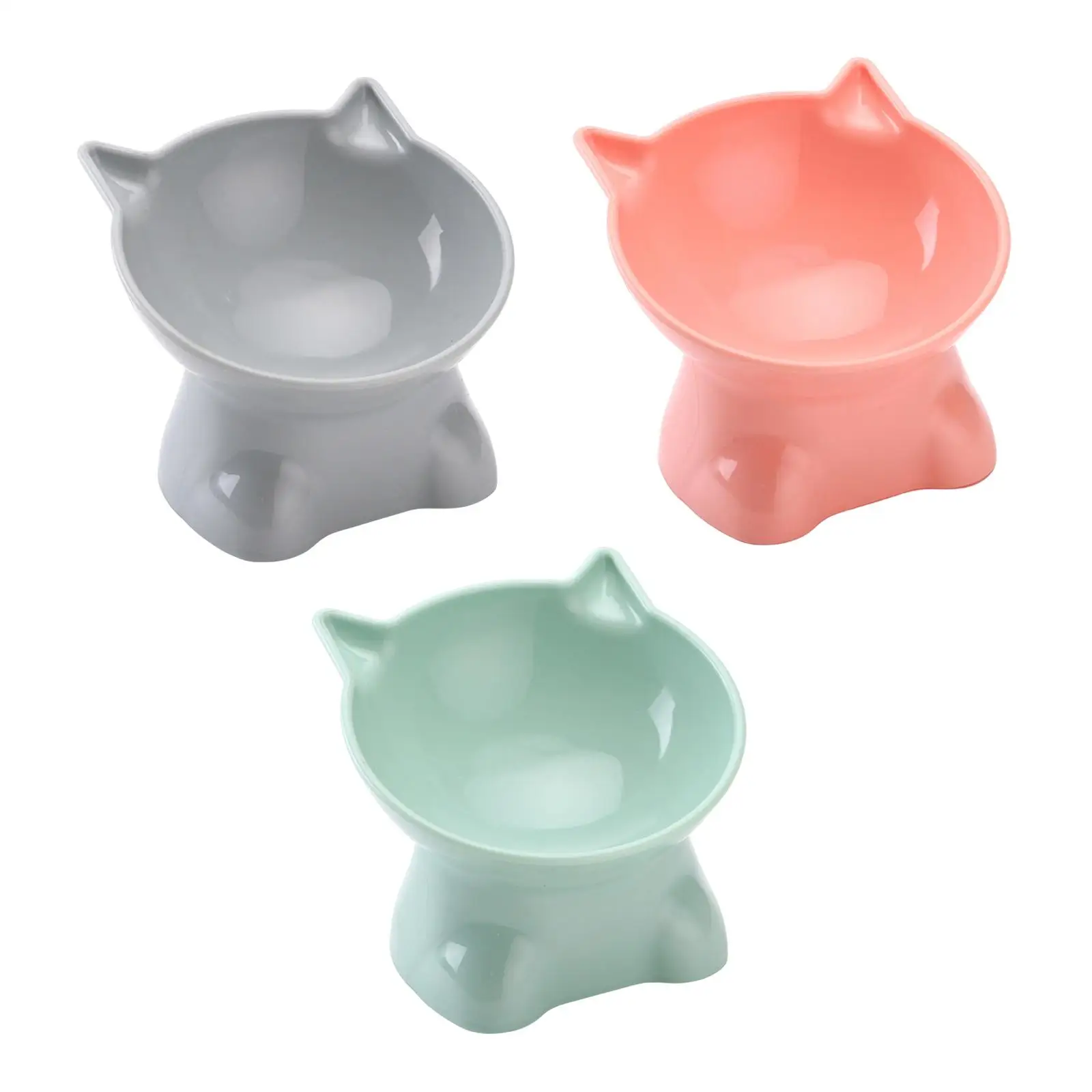 Raised Cat Bowl, Tilted Pet Feeder, Neck Protection Non Slip