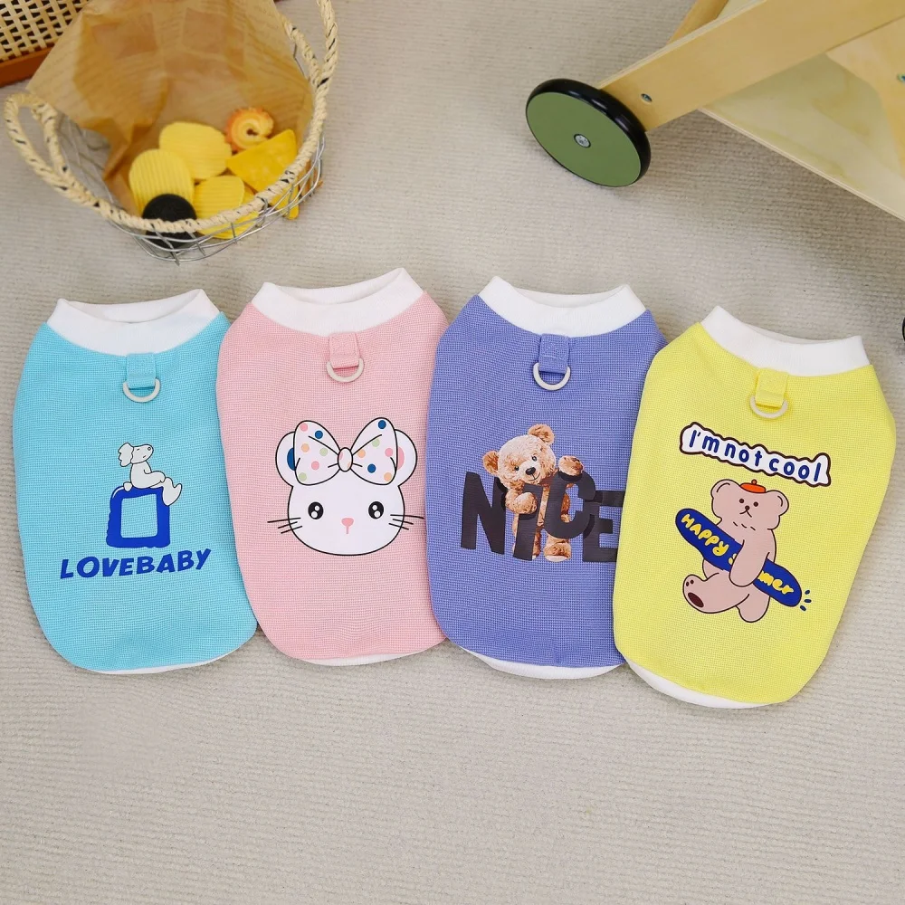 Ropa de primavera con dibujos animados para perros, chaleco tipo gofre para perros pequeños, cachorros, gatos, Yorkshire, Mini ropa para caniche, suministros para mascotas, S-XXL nuevo - imagen 2