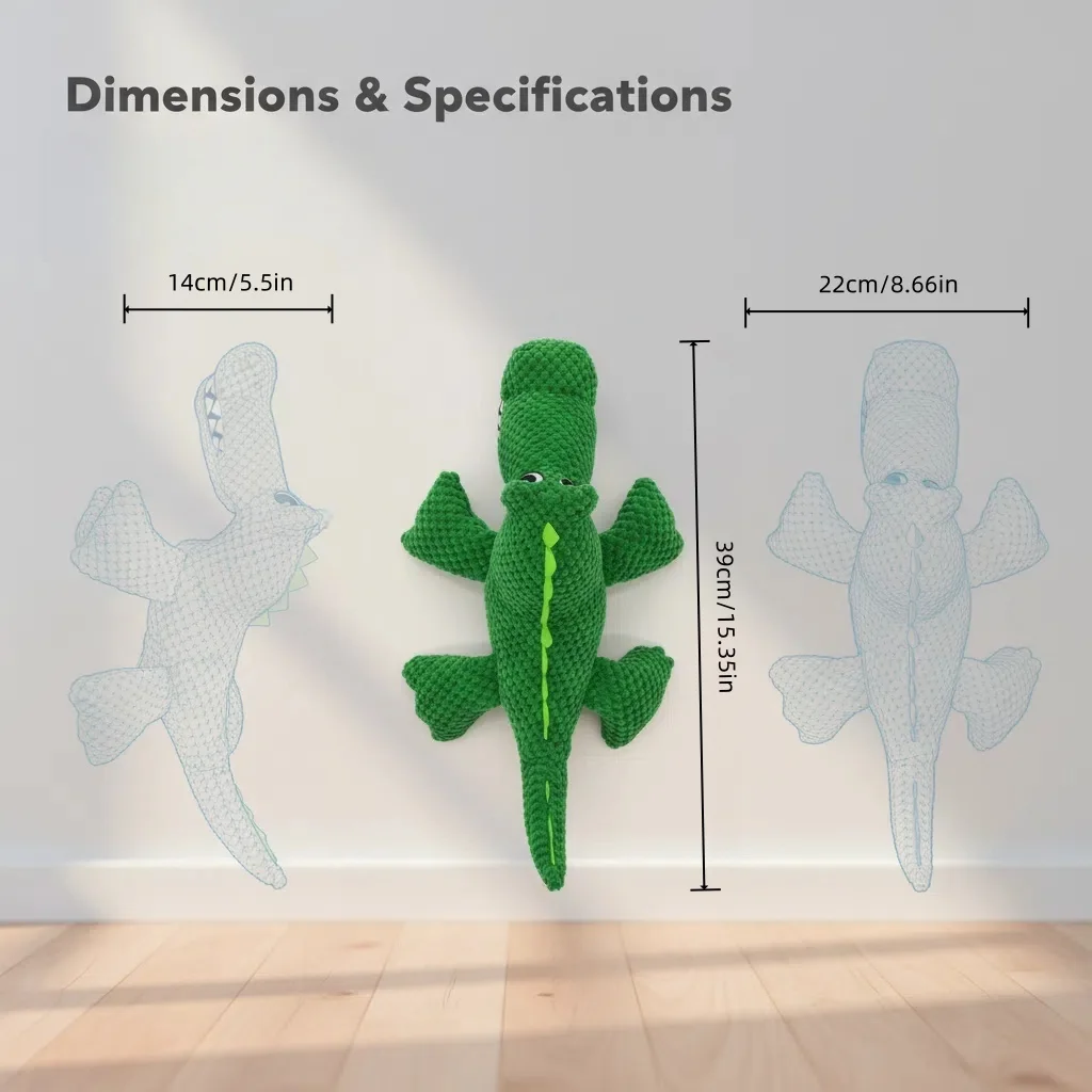 Juguetes grandes de cocodrilo para perros, juguete de peluche indestructible resistente con sonido grande para perros pequeños y crudos, suministros para masticar cachorros y mascotas - imagen 2