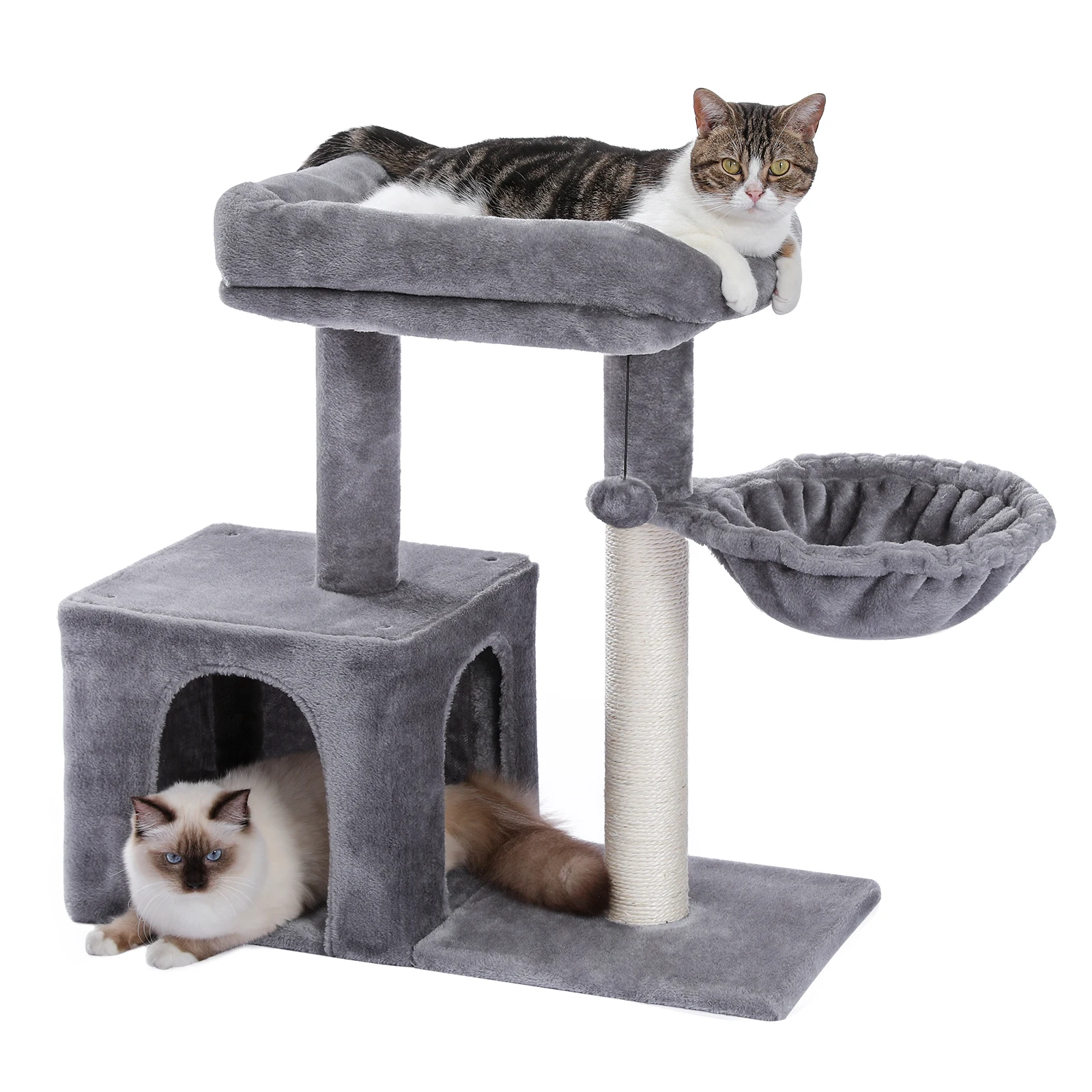Árbol para gatos, torre para gatos pequeña, condominio para gatos de interior con poste para rascar cubierto de sisal, hamaca profunda para gatitos y gatos pequeños - imagen 5