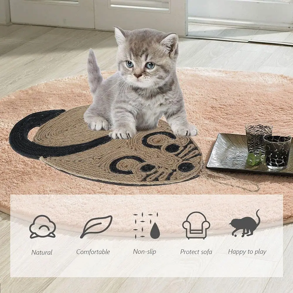 Almohadilla para rascar para gatos, almohadilla para rascar con forma de ratón divertida, alfombrilla antideslizante para rascar el suelo del gato, rascador colgante para gatos, almohadilla de Sisal - imagen 4