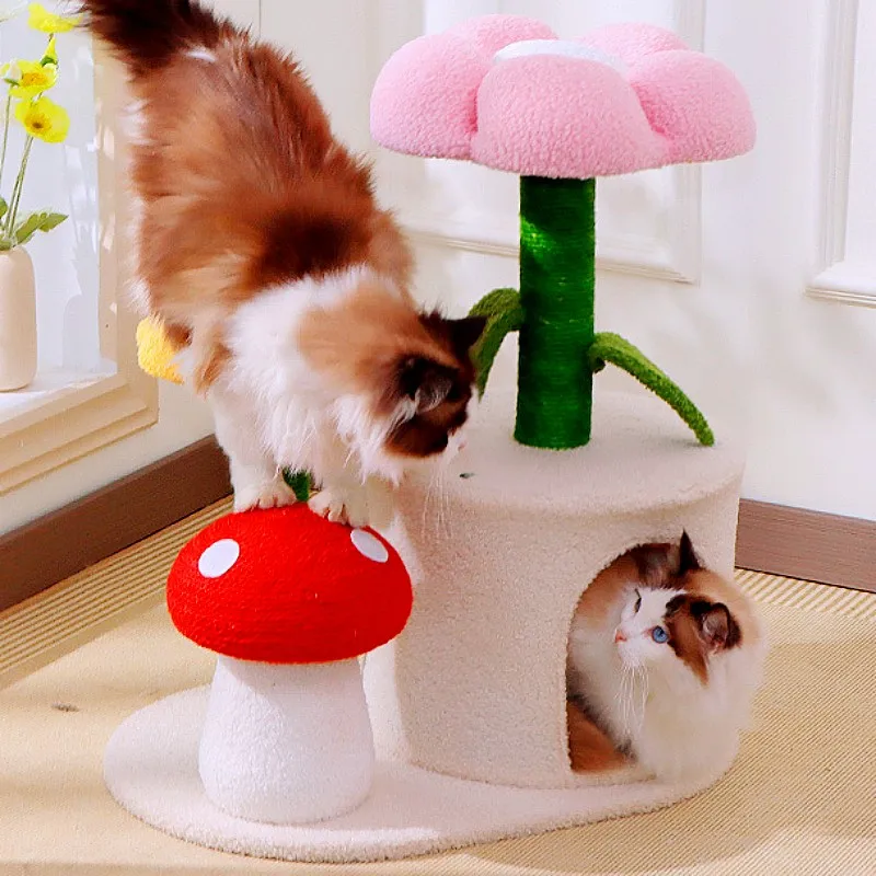 Marco de escalada para gatos, torre de flores para gatos, tablero rascador colorido de Sisal, rascadores para gatos, estante para saltar, muebles para el hogar del árbol