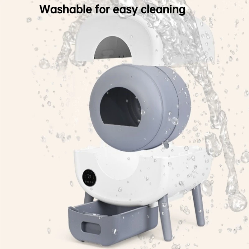 Inodoro eléctrico inteligente para gatos, productos de limpieza multifuncionales antisalpicaduras para mascotas, gran capacidad, fácil limpieza, Control por aplicación, caja de arena para gatos - imagen 4