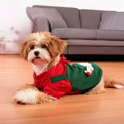 Traje de lana para perros pequeños y medianos, monos navideños para mascotas con decoración de Papá Noel y renos,