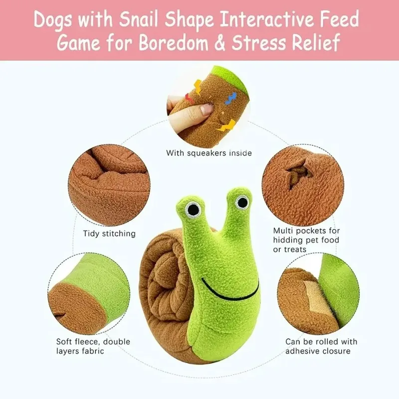 Juguetes chirriantes para perros, juguetes de caracoles de peluche para olfatear mascotas, rompecabezas molares de comida tibetana, juguetes interactivos para perros, juguete rompecabezas, alimentador, suministro para mascotas - imagen 2