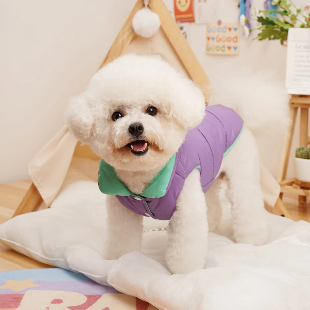 Abrigo de perro de doble cara, ropa de invierno cálida y Reversible para perros pequeños, ropa para Chihuahua, chaquetas de plumón para cachorros, disfraces - imagen 4