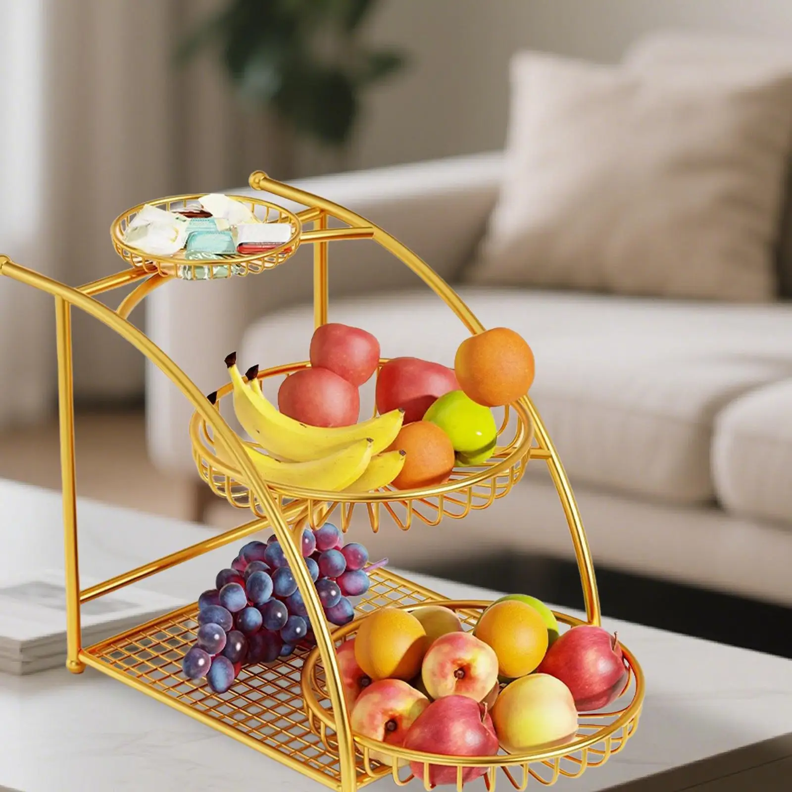 Cesta de frutas de 3 niveles, organizador de artículos diversos de escritorio, soporte de fruta, decoración para encimera