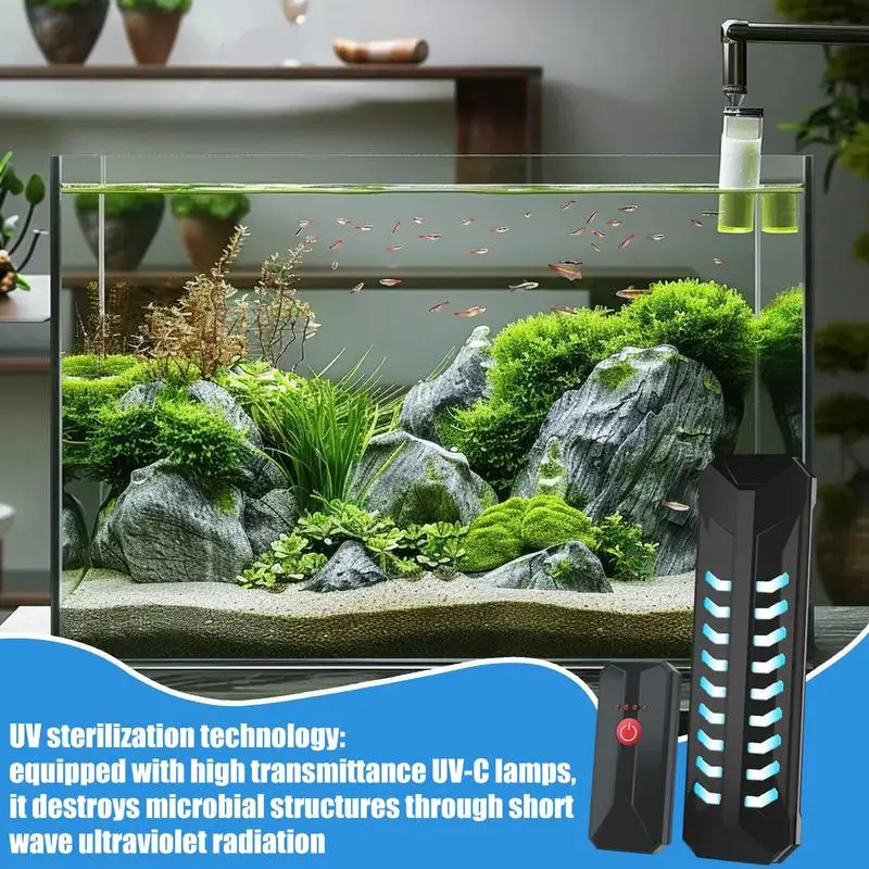 Luz UV para acuario, lámpara de limpieza de agua para pecera, esterilizador de luz UV eficiente multifuncional para acuario, piscina de tanque de agua dulce - imagen 2