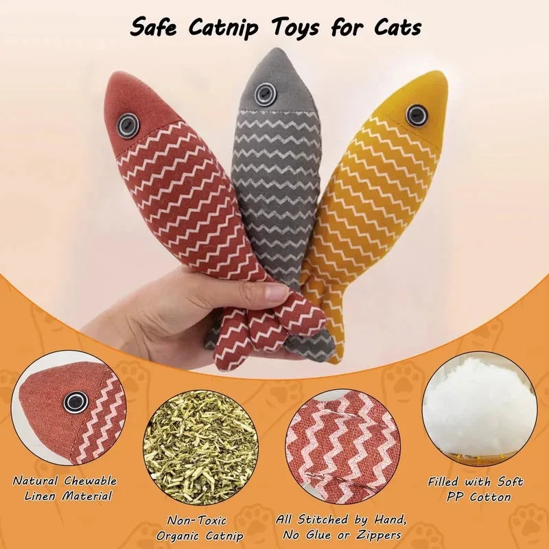 Juguetes para gatos, peces, hierba gatera, juguete interactivo para gatos, juguete para masticar, almohada para gatos, juguetes para gatitos, ejercicio, Kicker, juguetes para gatos de interior, Kit para gatitos - imagen 2