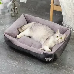 Cama nido impermeable para gatos y perros - Algodón suave y cálido