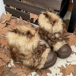 Botas de nieve para perros - Felpa térmica con cordones y suela gruesa