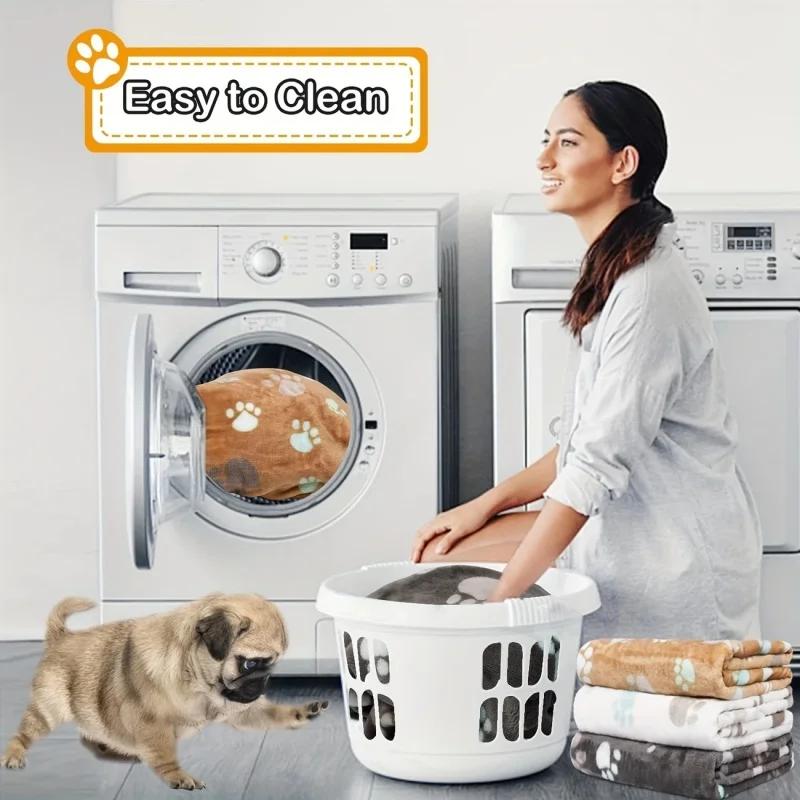 Manta franela suave cálida para perros y gatos – Estampado de pata - imagen 4