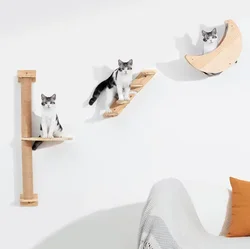 Escalera de pared con rascador sisal y hamaca para gatos
