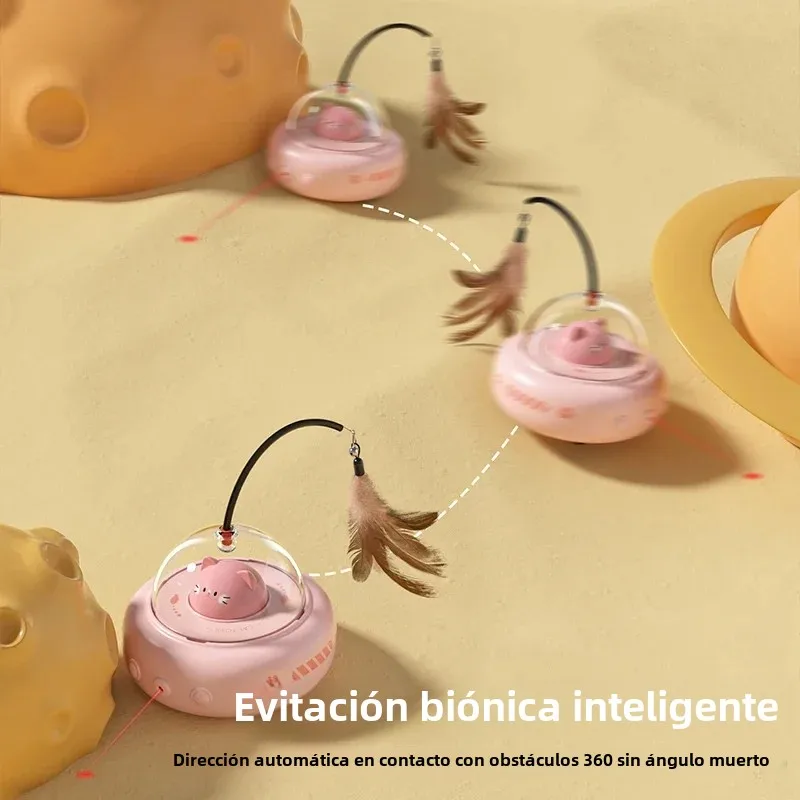 Juguete interactivo de plumas de gato inteligente, palo de Teaser eléctrico para gatos con campana, juguetes de entrenamiento para mascotas, suministros reemplazables para gatos - imagen 3