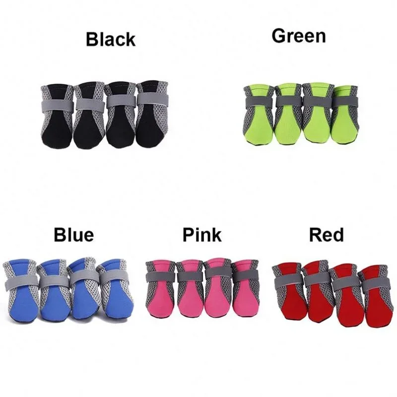 Zapatos transpirables para perros, red impermeable para caminar al aire libre, zapatos suaves de verano para mascotas, botas reflectantes seguras nocturnas para perros pequeños y medianos - imagen 2