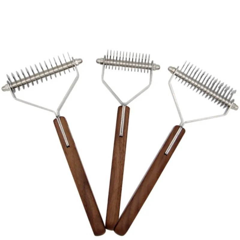 Peine con cuchillo para perros, cepillo de madera maciza para perros, peines de doble cara para quitar el pelo de mascotas, cepillo para gatos, accesorios para mascotas - imagen 5