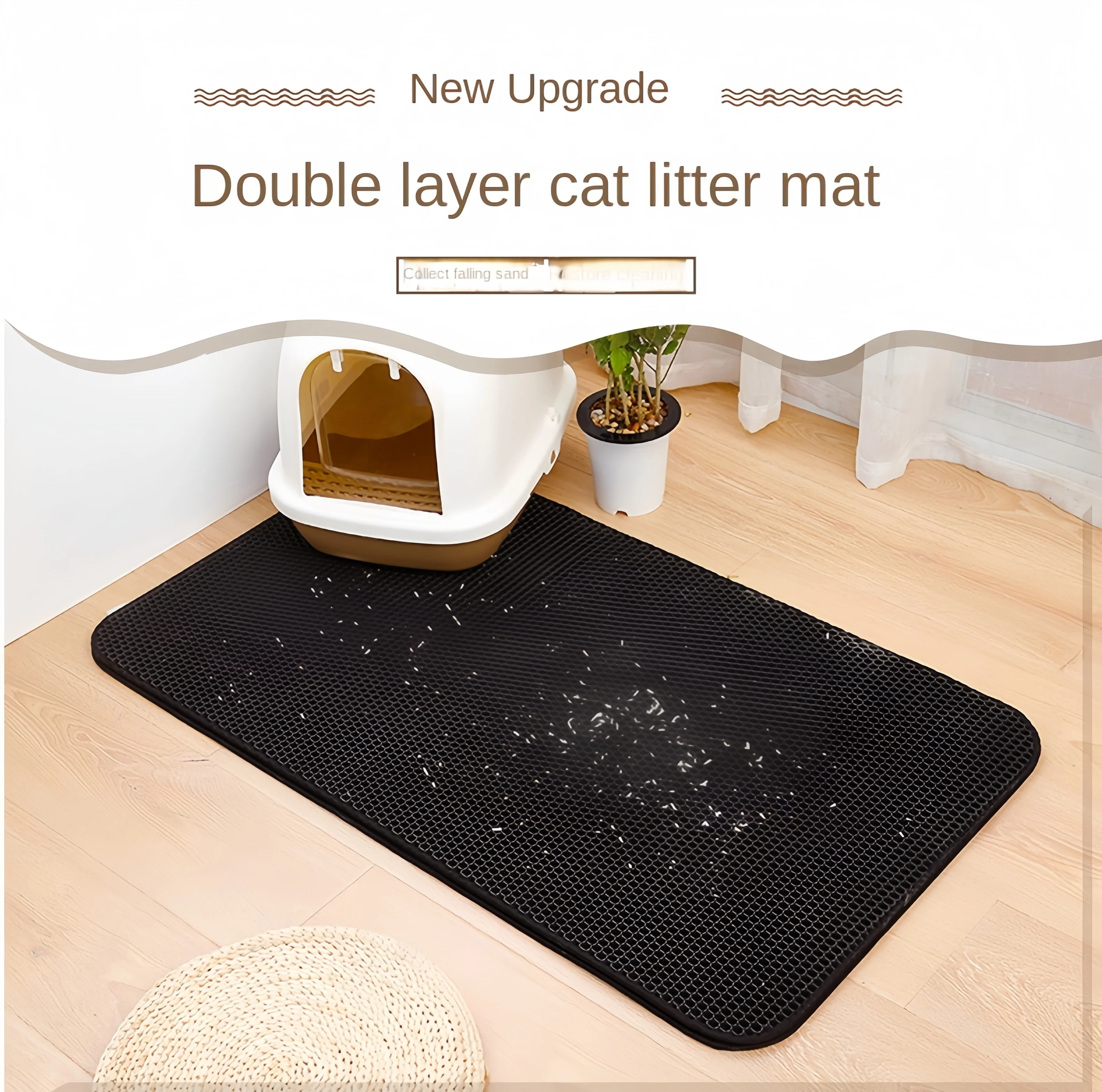 Matelas à litière EVA Double couche pour chat, imperméable, antidérapant, filtre de bassin de sable, chaton, chien, matelas lavable, tapis de sol, fournitures de nettoyage pour animaux de compagnie - imagen 4