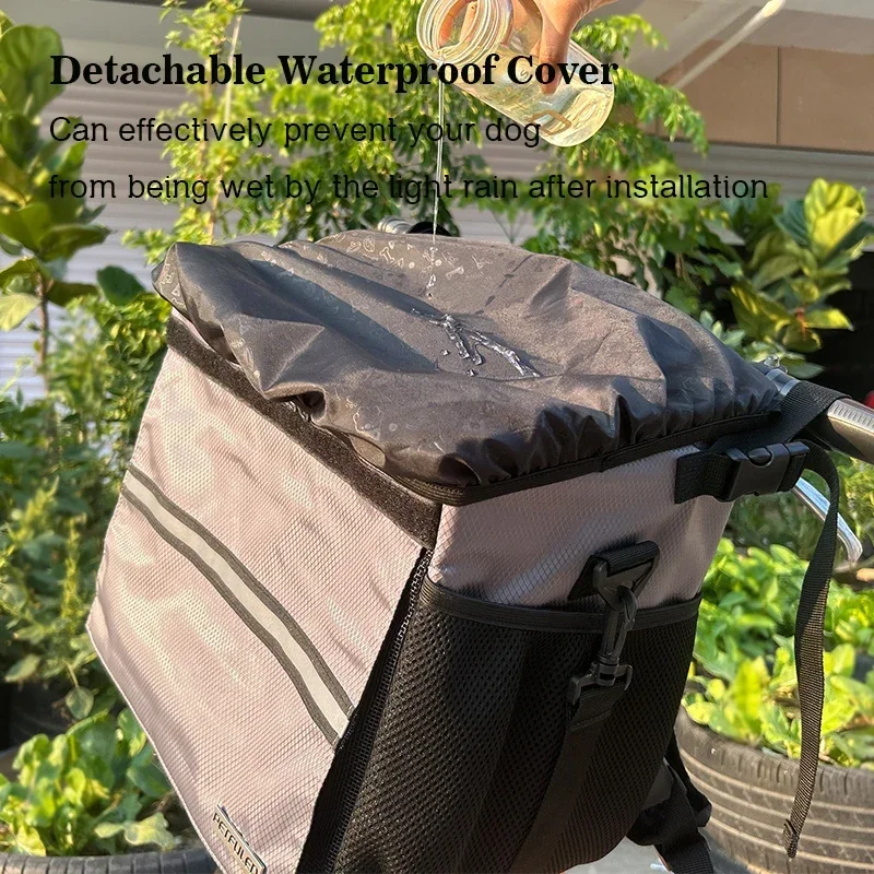 Cesta de bicicleta para perros pequeños y medianos, malla transpirable, extraíble, manillar delantero - imagen 2