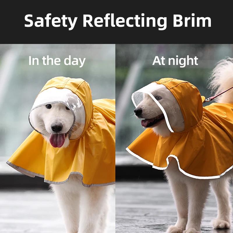 Chubasquero impermeable de PU para perros, Poncho de lluvia transparente con capucha para perros pequeños, medianos y grandes, chaqueta reflectante suave a prueba de lluvia para mascotas - imagen 5