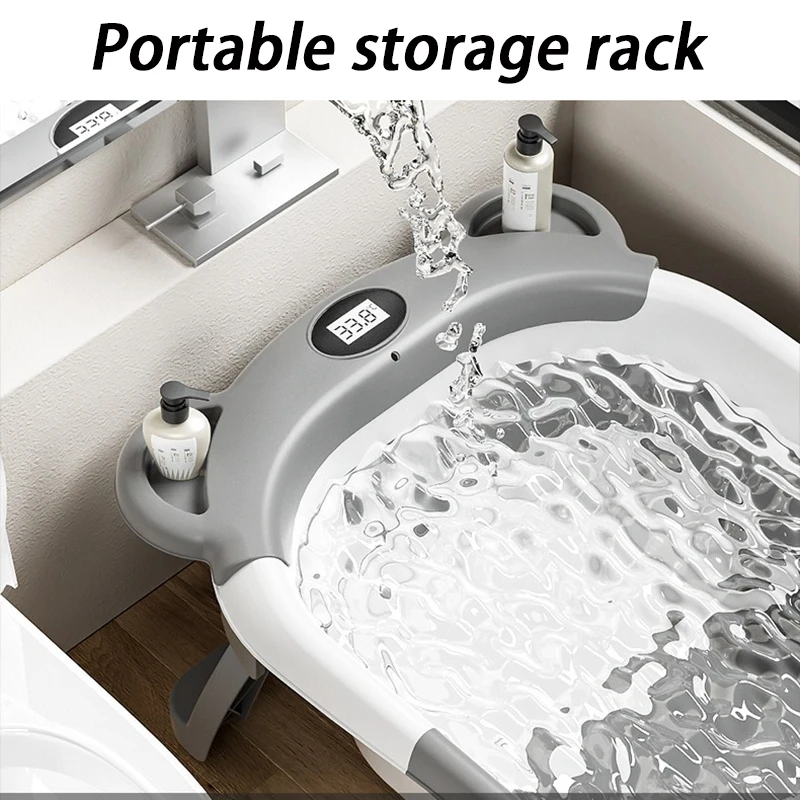 Lavabo de baño plegable para mascotas, Spa, gato, perro pequeño, soporte para bañera, baño para mascotas, bañera con sensor de temperatura Digital en tiempo Real con estera - imagen 4
