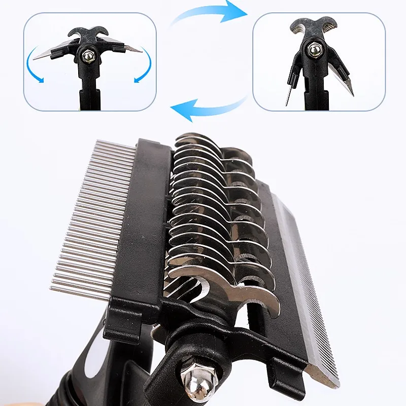 Cuchillo cepillo para perros, peine para perros, removedor de pelo para mascotas, cuchillo tres en uno, peines para perros, limpieza de nudos, masaje, cepillo para gatos, accesorios para mascotas - imagen 3